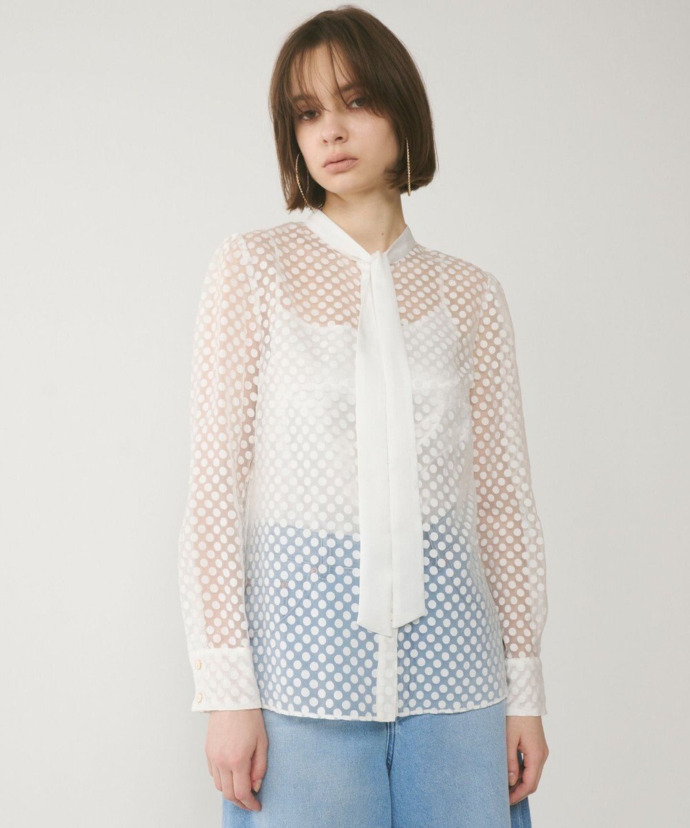 GRACE CONTINENTAL ドットオパールタイ付ブラウス