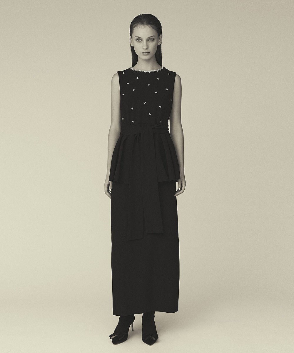 GRACE CONTINENTAL ペプラムリボンドレス