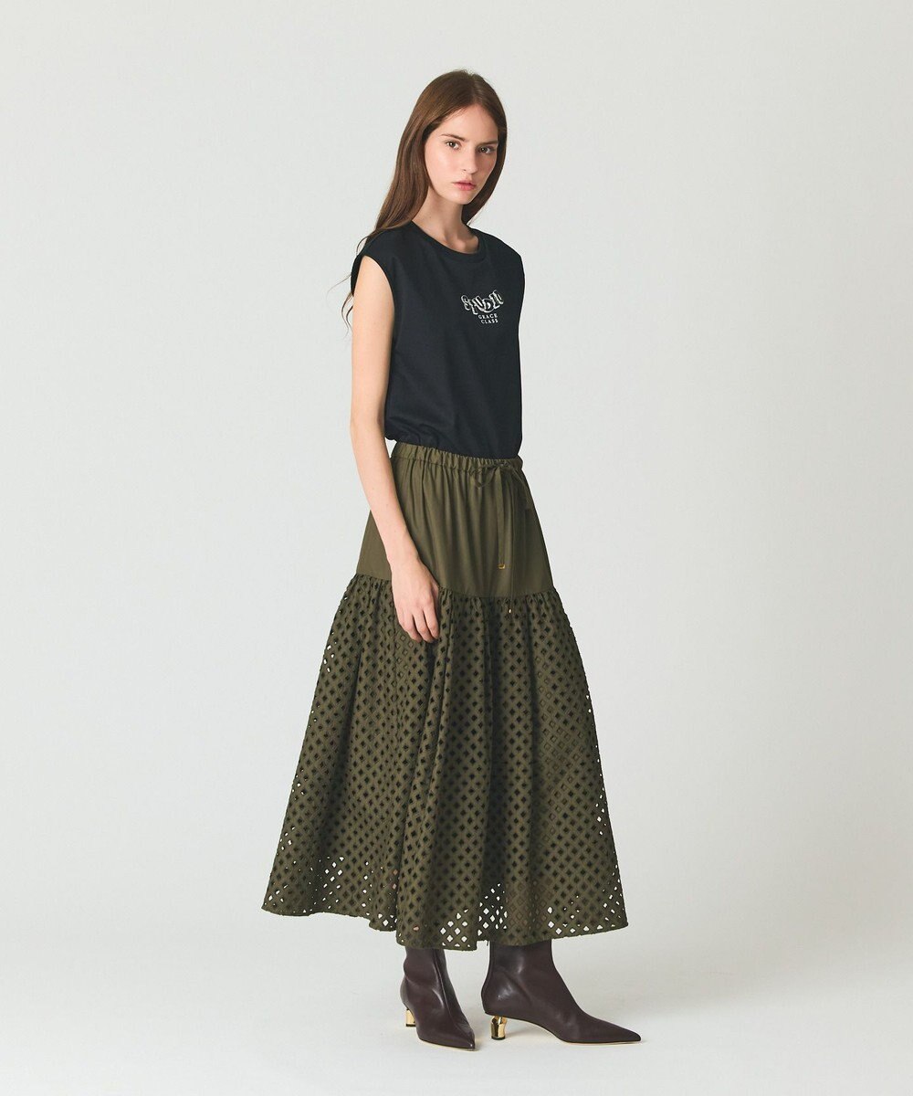 GRACE CONTINENTAL メッシュカットワークスカート 