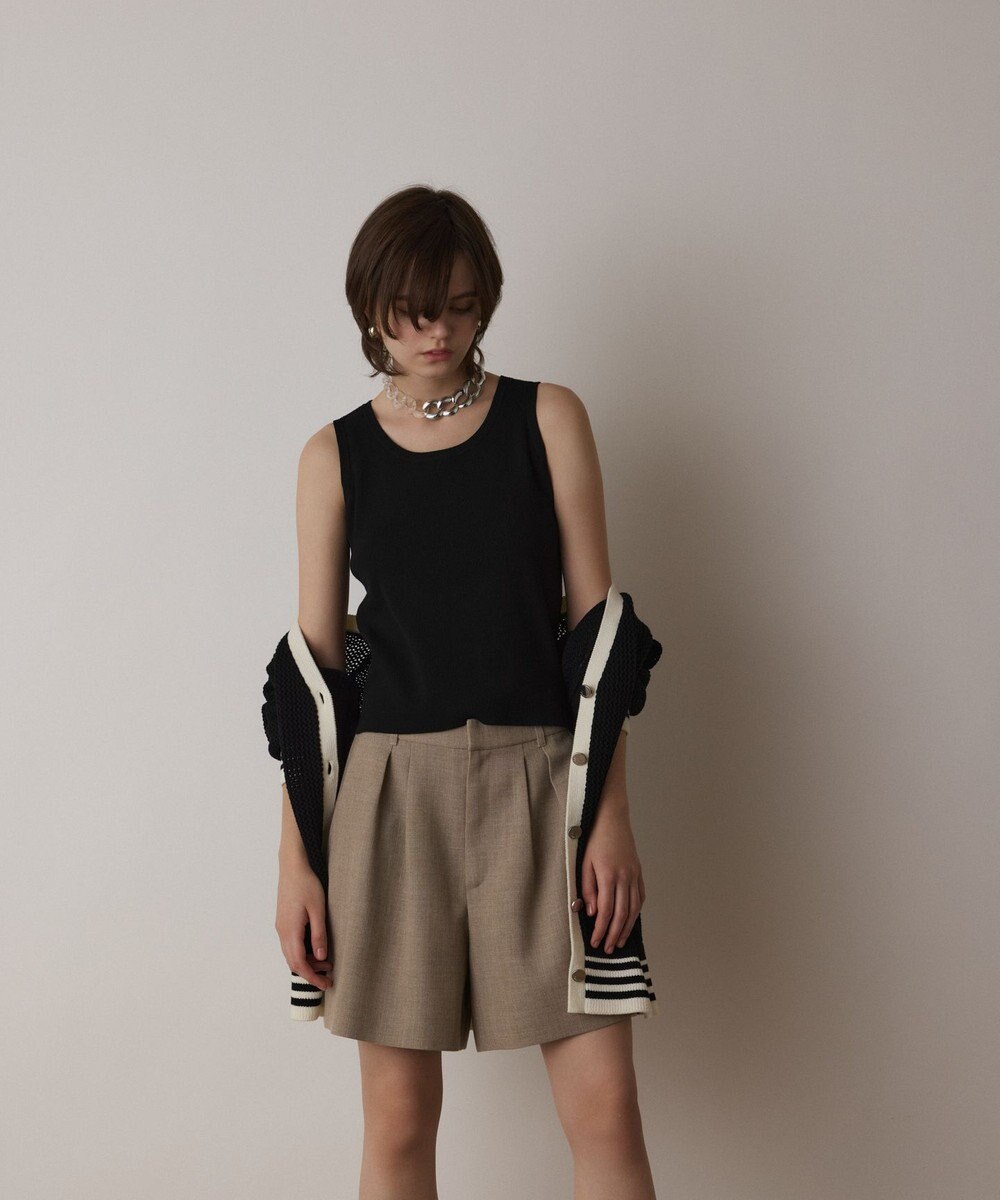 GRACE CONTINENTAL Uネックリブニットトップ 