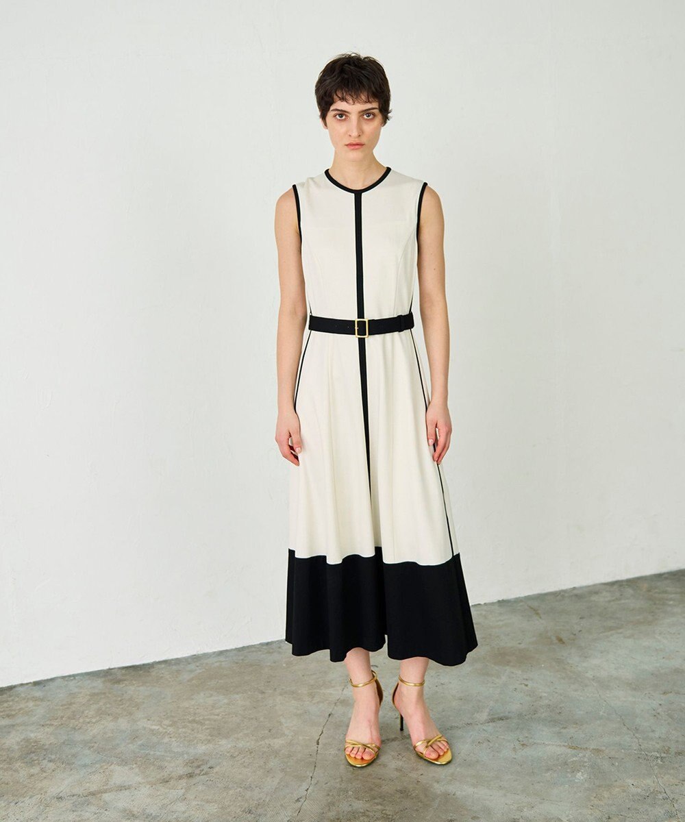 GRACE CONTINENTAL 配色ポンチフレアワンピース 