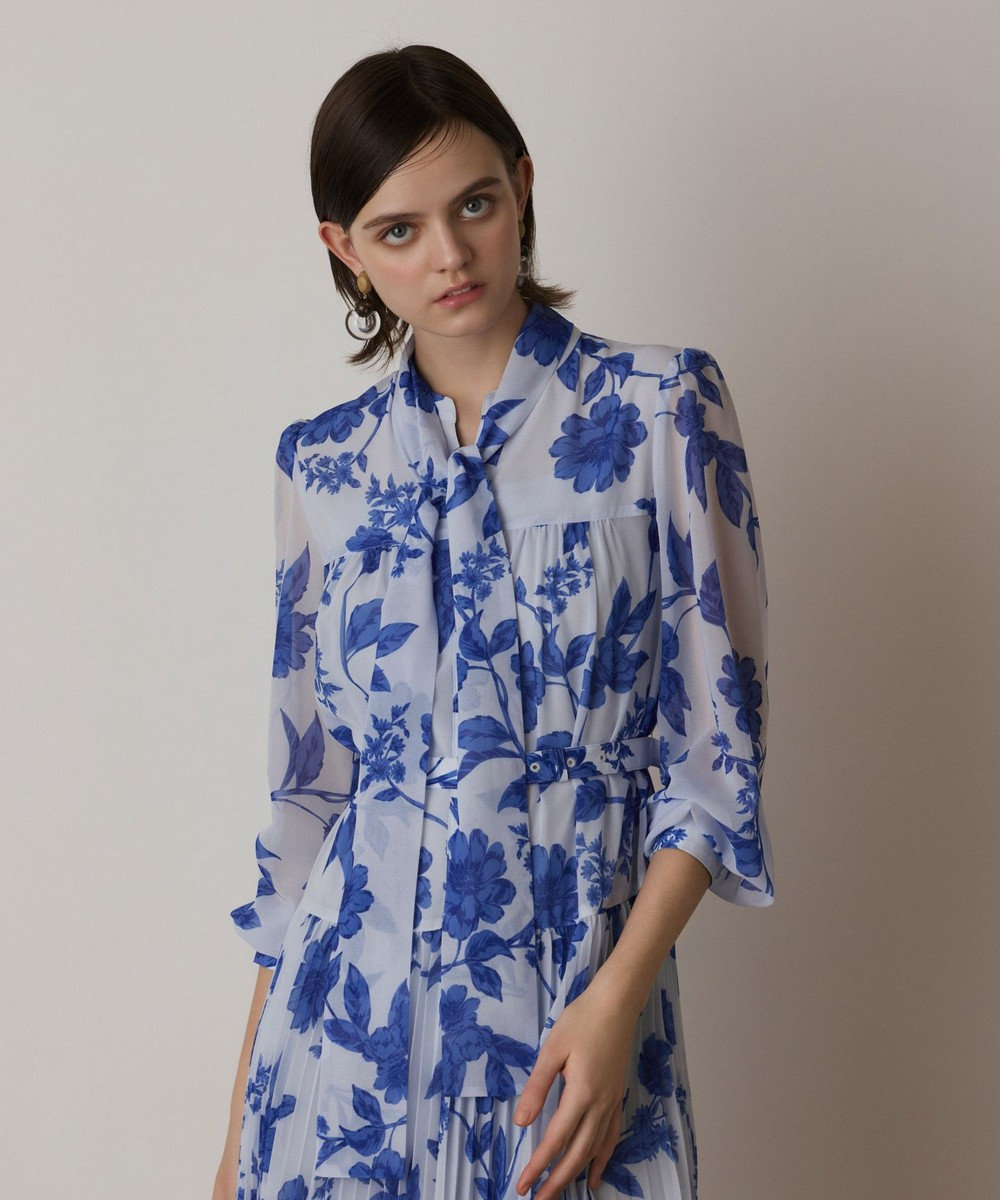 GRACE CONTINENTAL フラワープリントプリーツワンピース