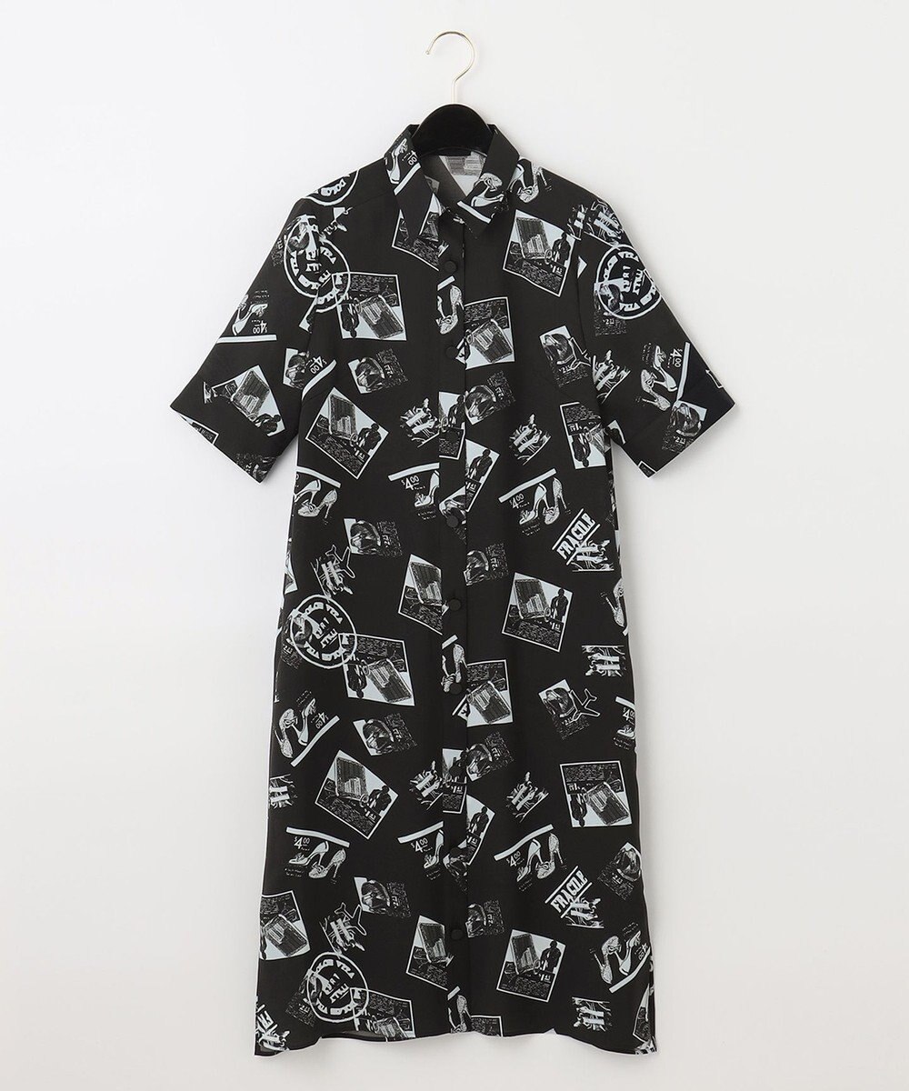 GRACE CONTINENTAL フォトプリントシャツドレス ブラック