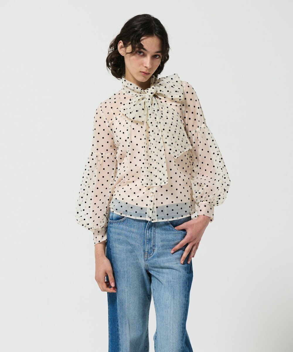 GRACE CONTINENTAL チュールドットボウタイブラウス