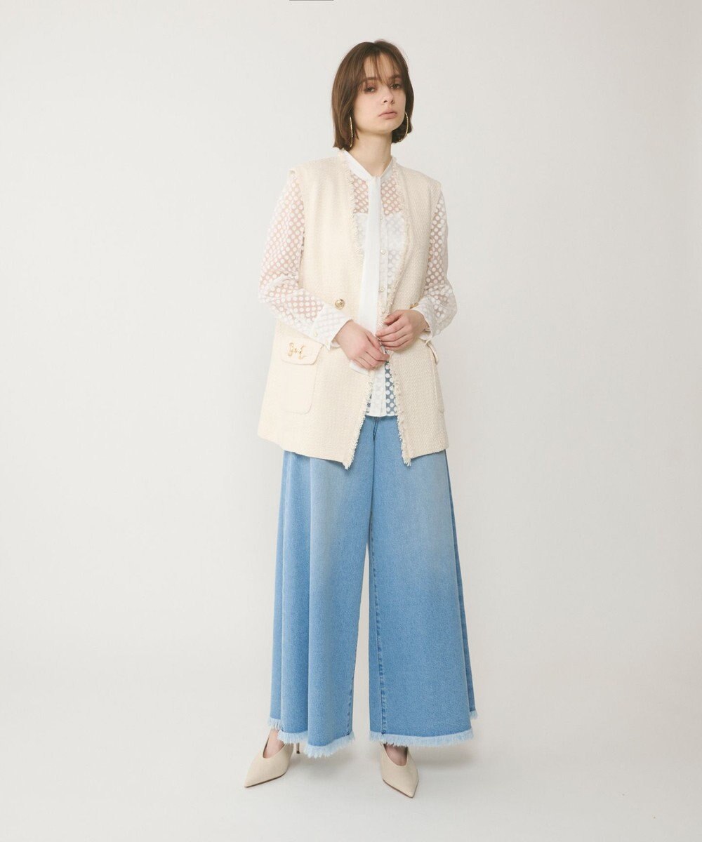 GRACE CONTINENTAL ドットオパールタイ付ブラウス