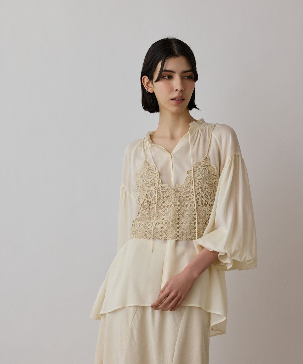 GRACE CONTINENTAL レースキャミ付カフタンブラウス