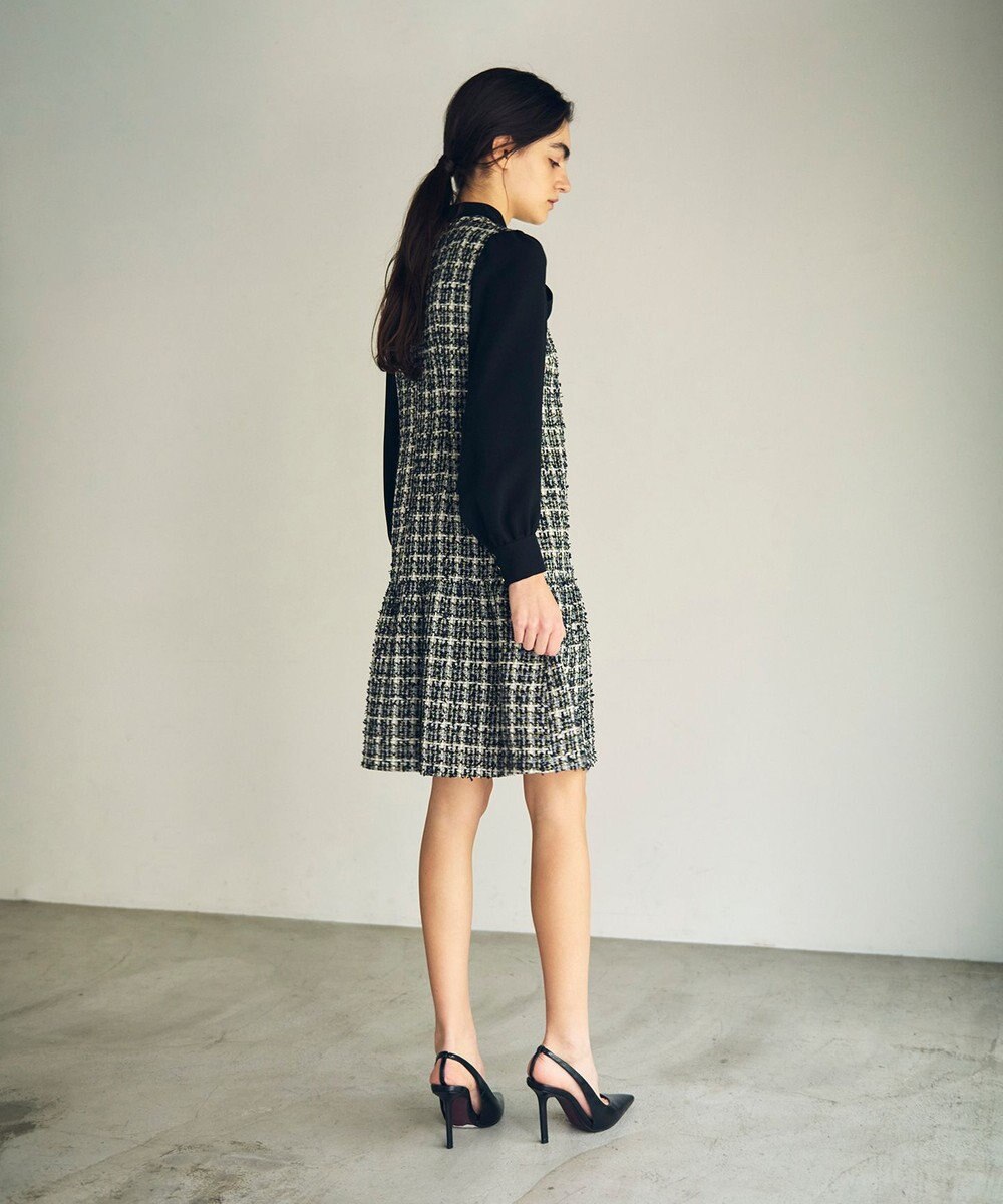 GRACE CONTINENTAL ツイードコンビワンピース 