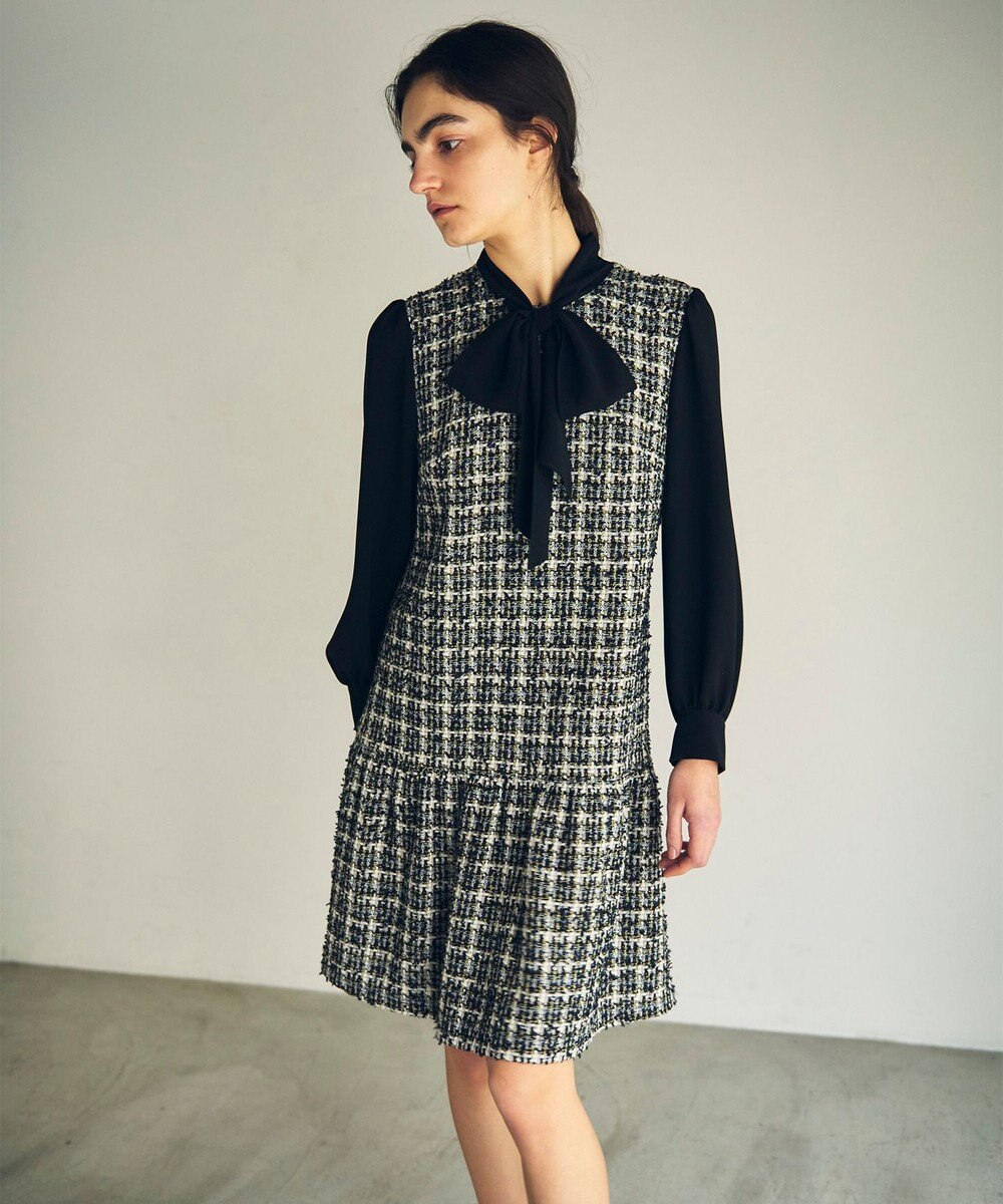 GRACE CONTINENTAL ツイードコンビワンピース 