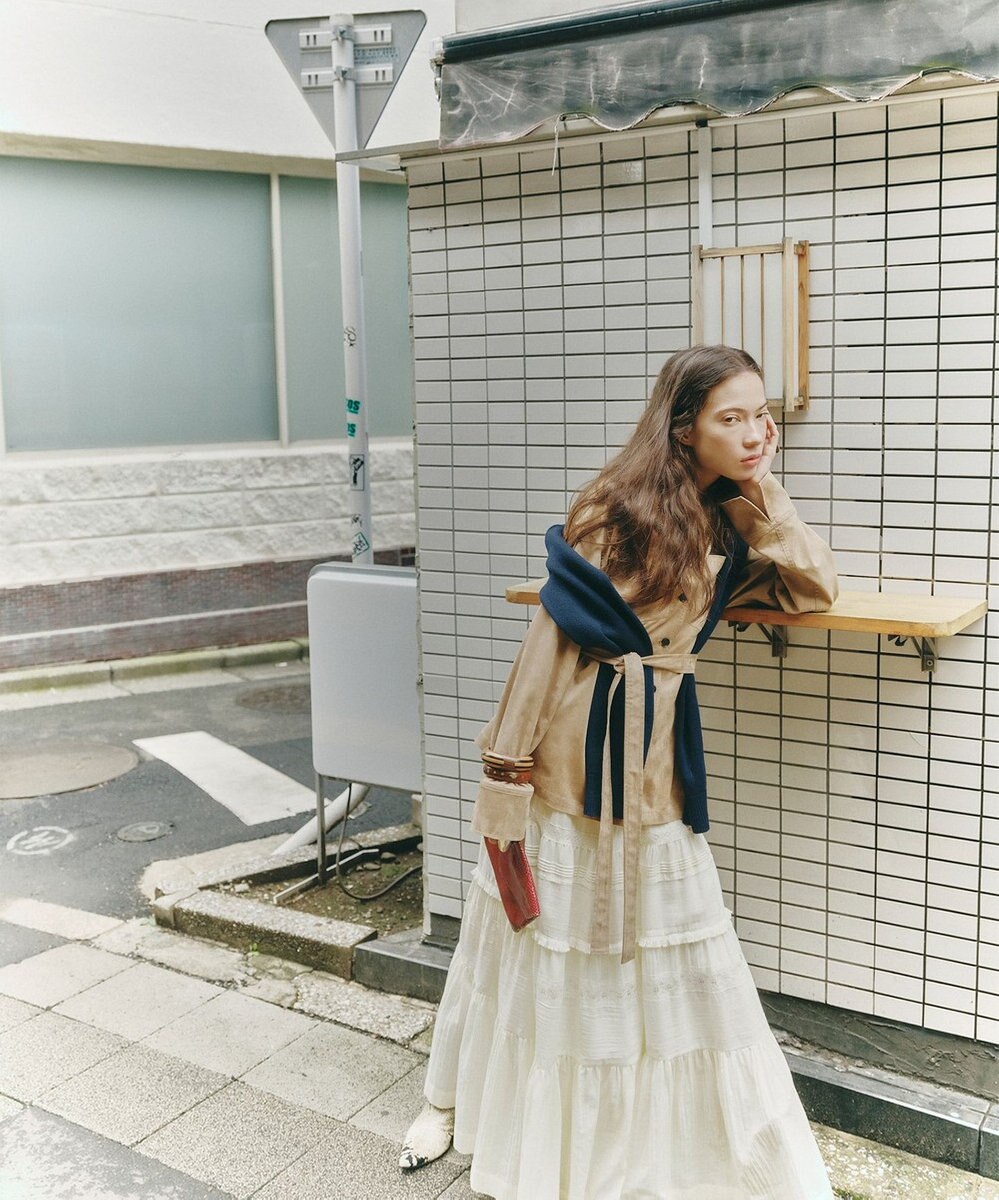 GRACE CONTINENTAL ピンタックティアードスカート 