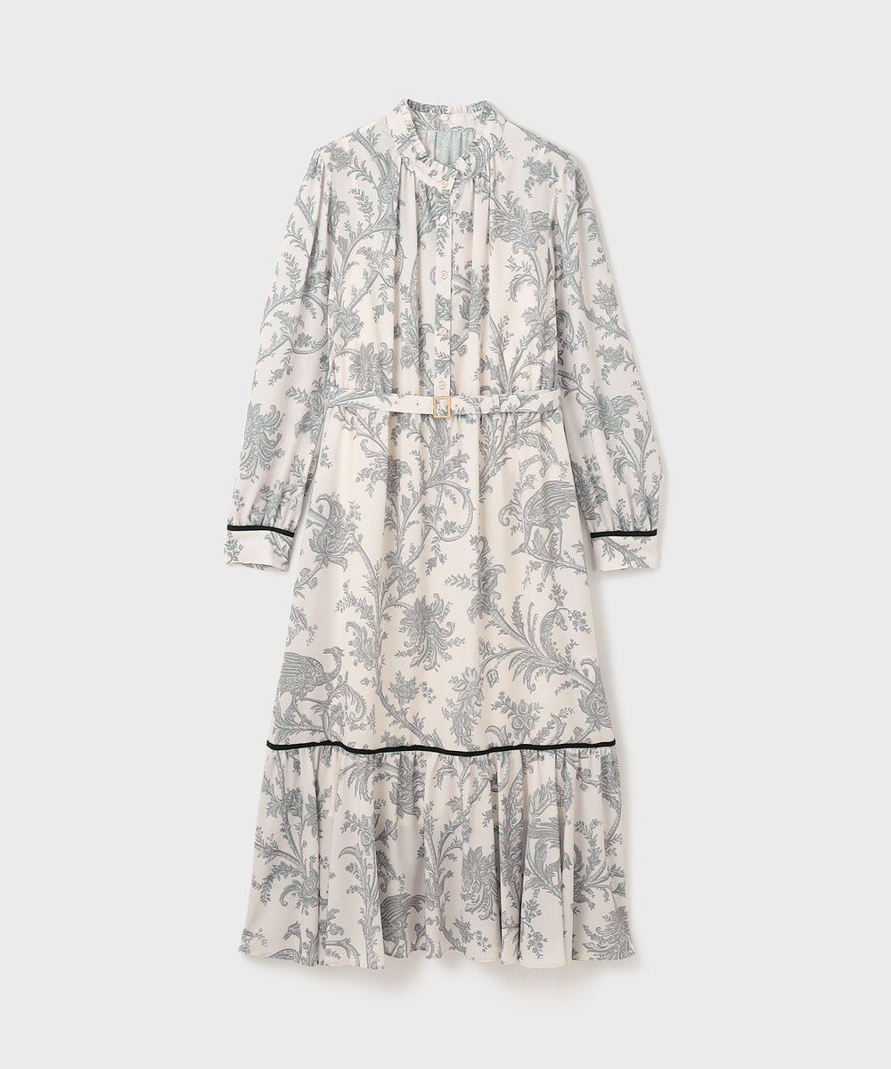 GRACE CONTINENTAL サラサプリントリボン付ワンピース 