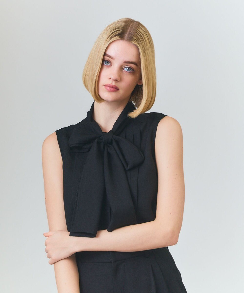 GRACE CONTINENTAL リネンライクボウタイノースリーブ 