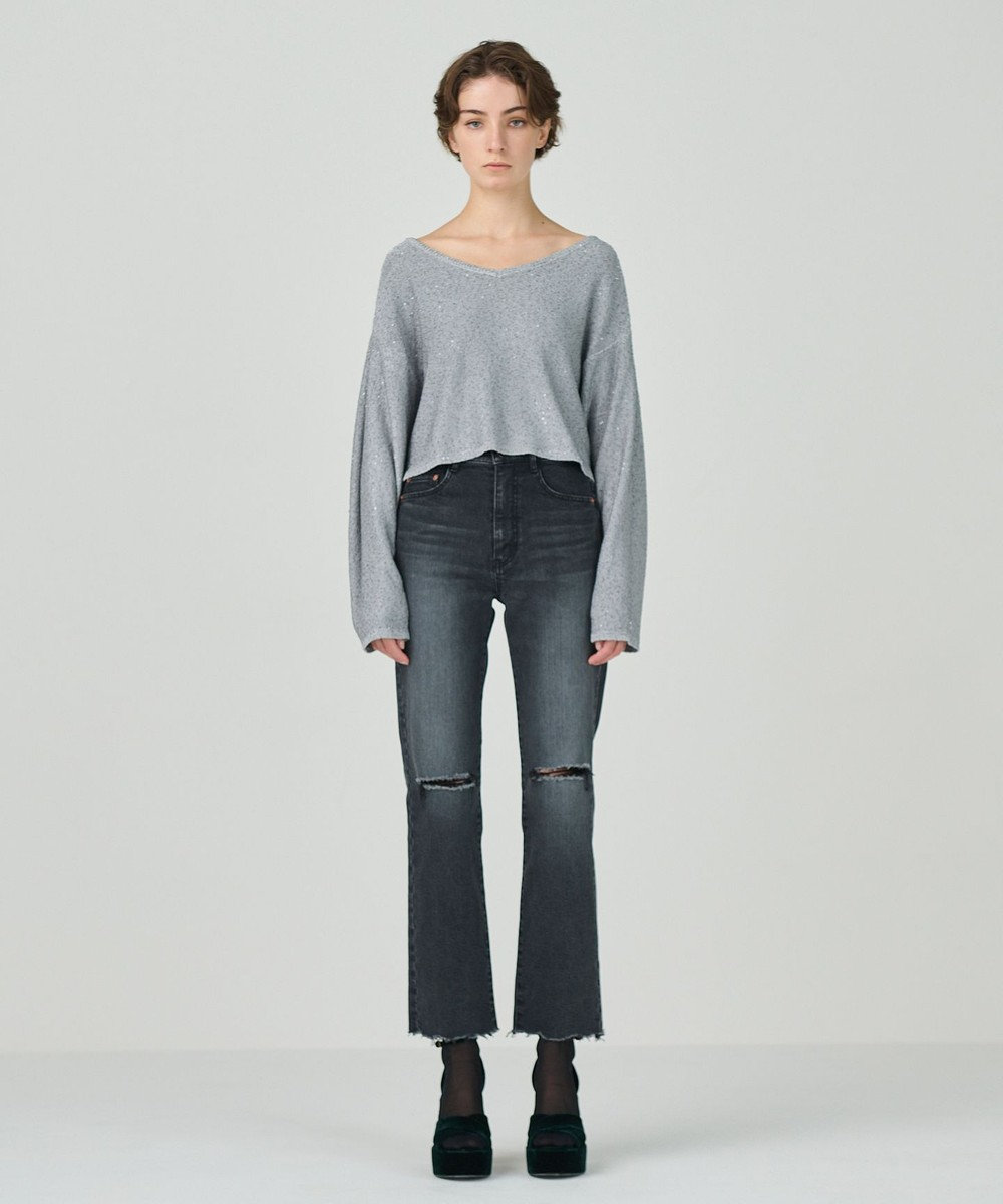 GRACE CONTINENTAL スリムブラックデニムパンツ