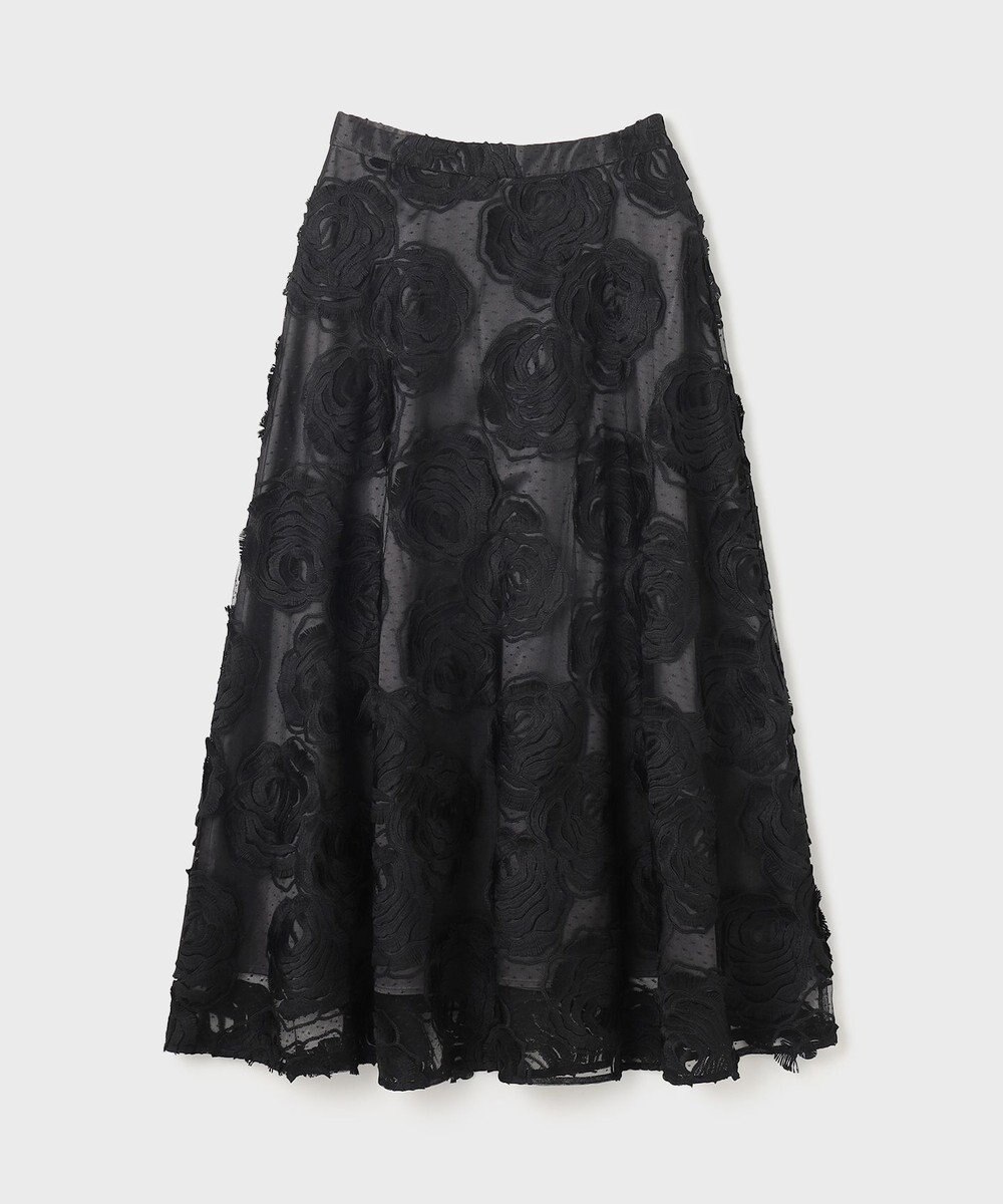 GRACE CONTINENTAL ローズ刺繍フレアスカート 