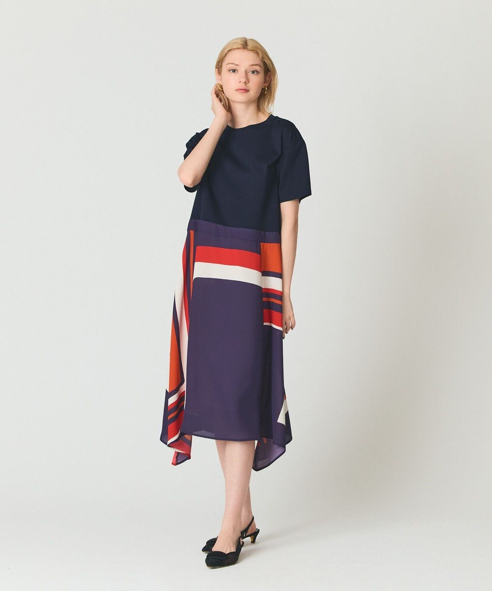 GRACE CONTINENTAL プリントコンビカットワンピース 