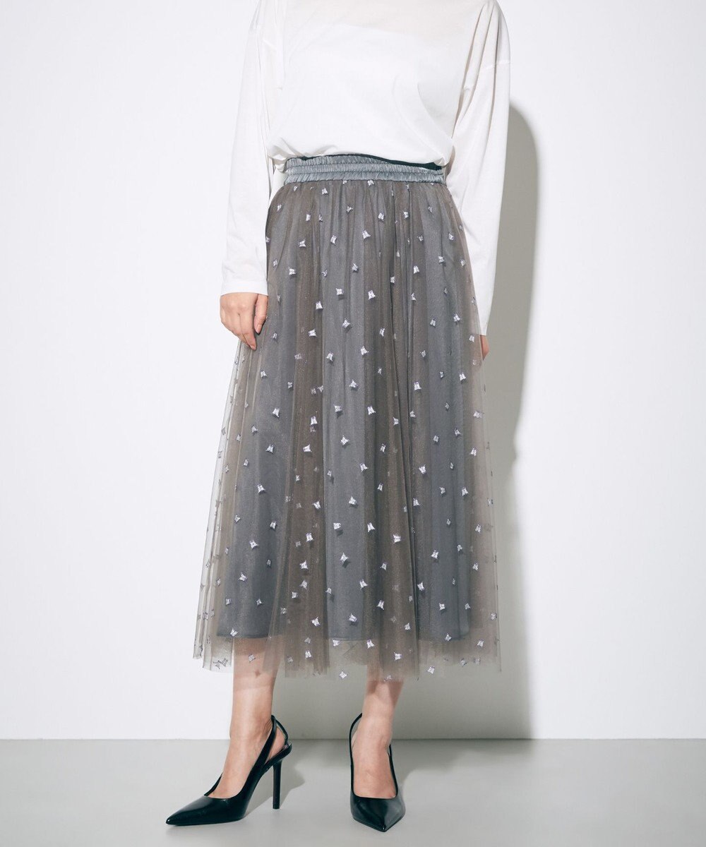 GRACE CONTINENTAL ブーツプリントチュールスカート 