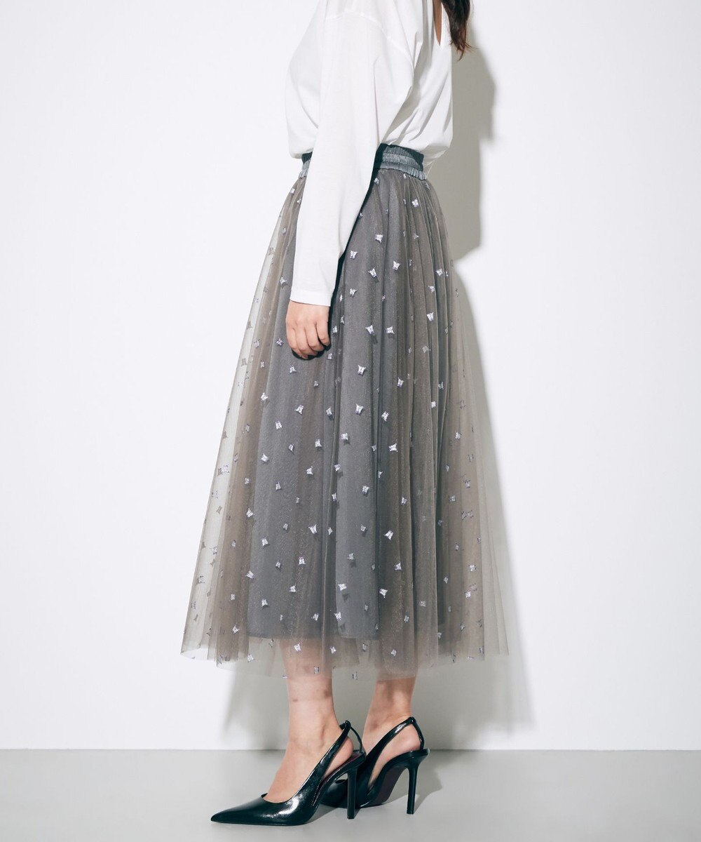 GRACE CONTINENTAL ブーツプリントチュールスカート 