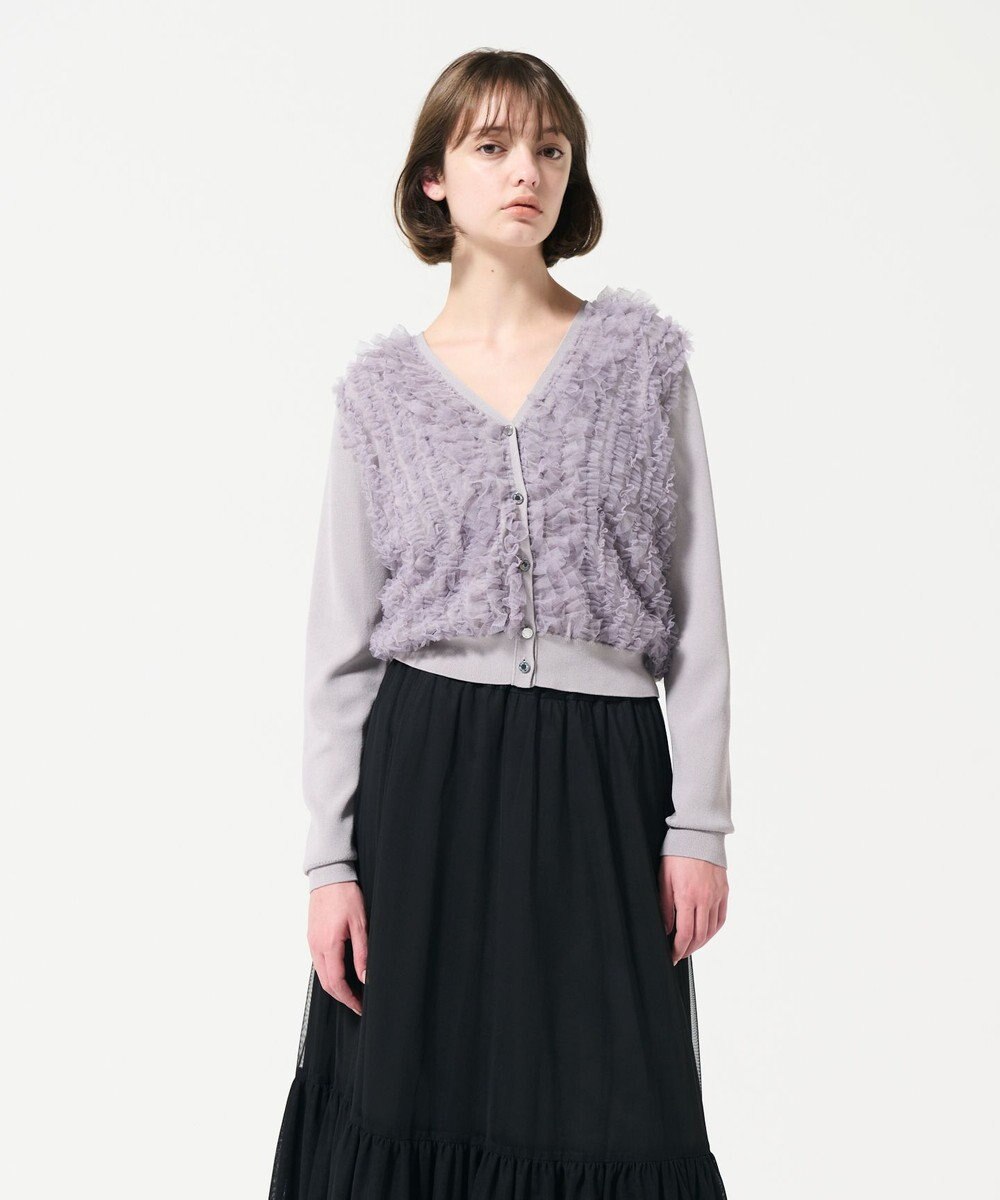 GRACE CONTINENTAL ギャザーフリルニットカーディガン