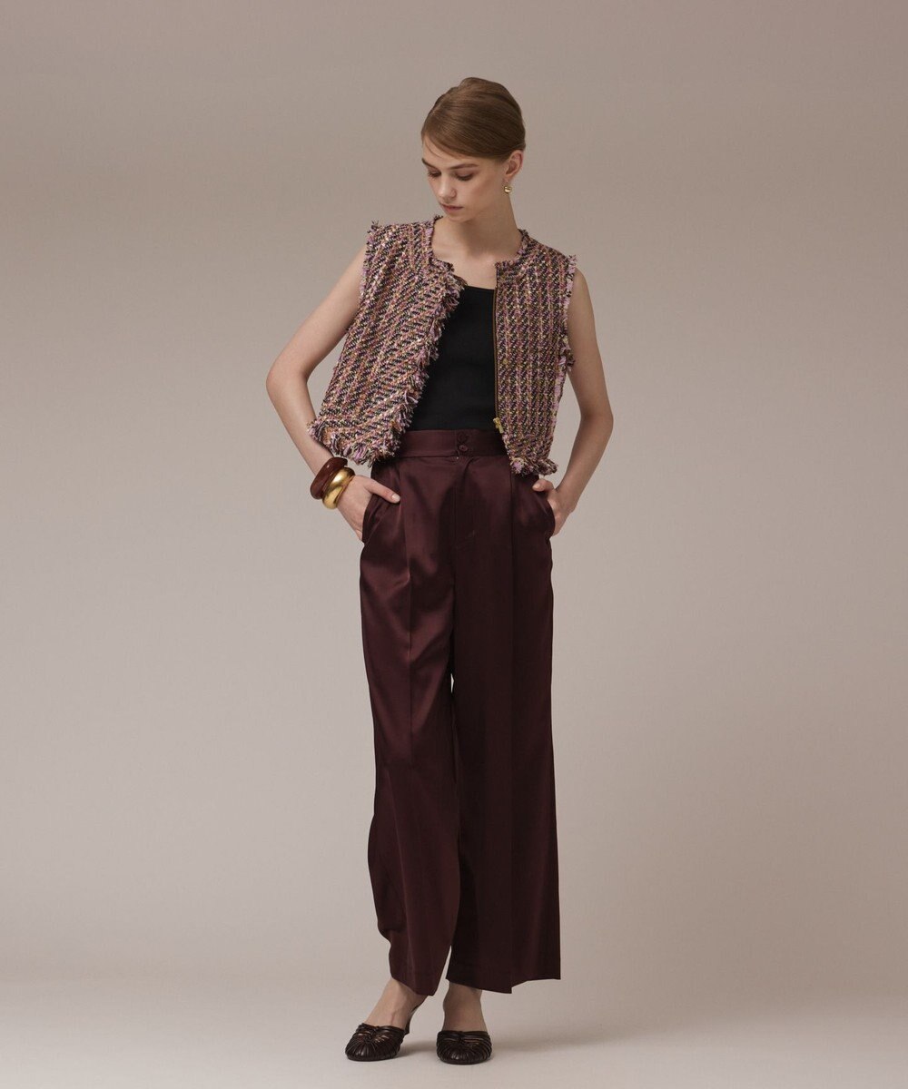 GRACE CONTINENTAL トリアセサテンワイドパンツ 