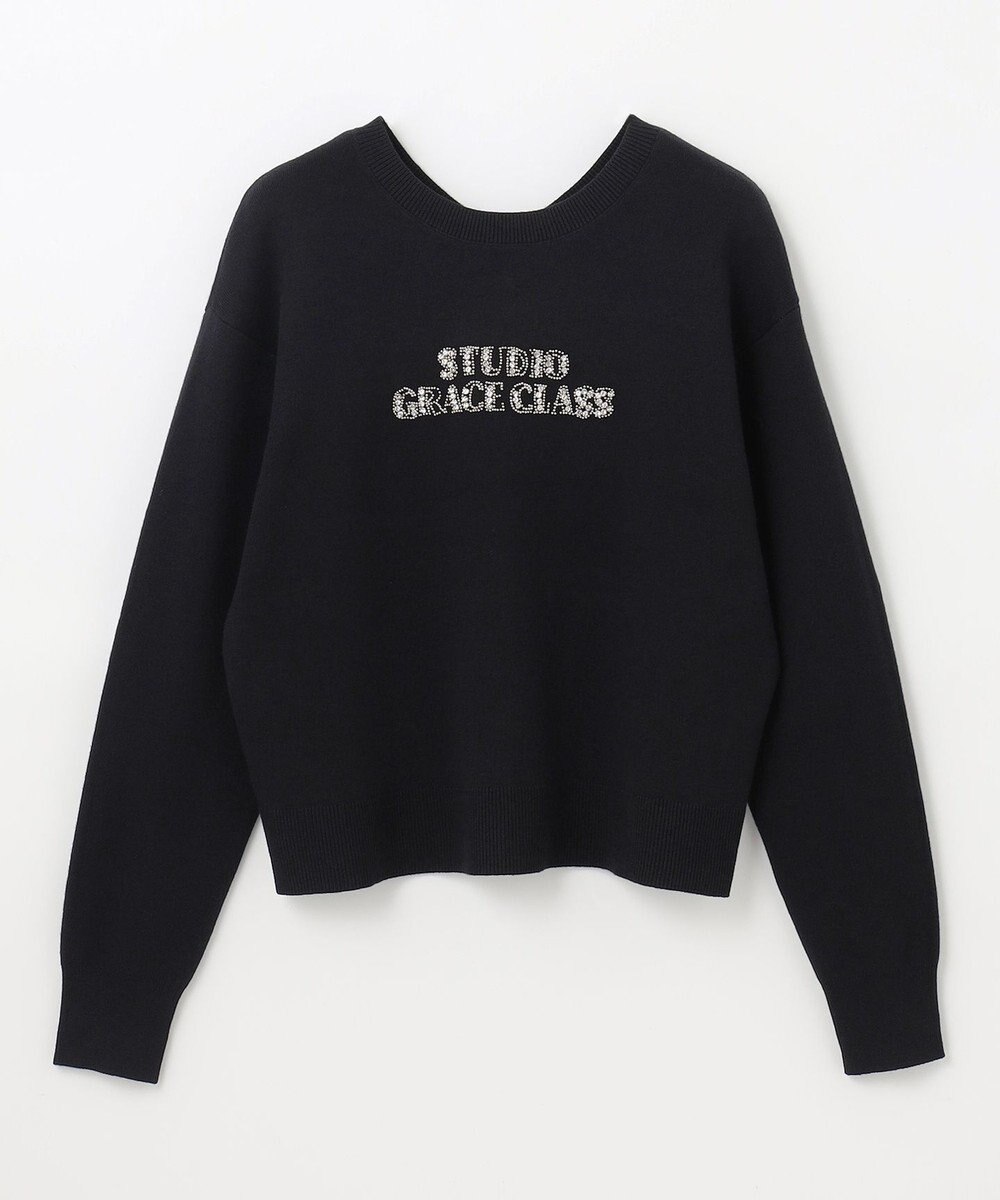 GRACE CONTINENTAL ロゴビジューニットトップ