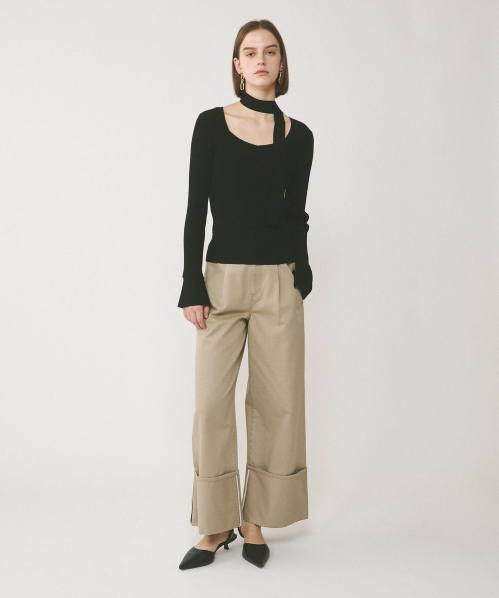 GRACE CONTINENTAL ボウタイリブニットトップ 