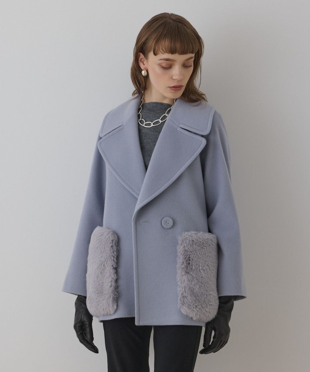 GRACE CONTINENTAL ファーポケットピーコート 