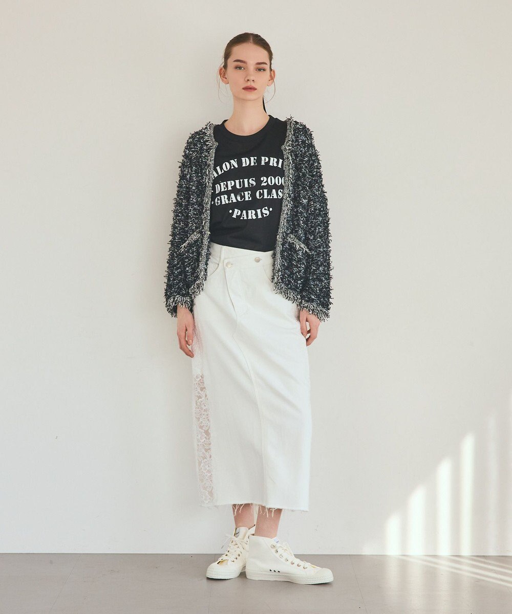 GRACE CONTINENTAL サイドレースデニムスカート 