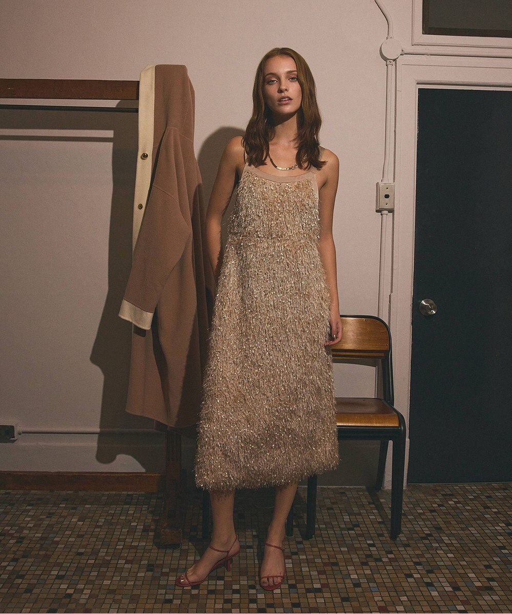 GRACE CONTINENTAL フェザーコンビキャミドレス 