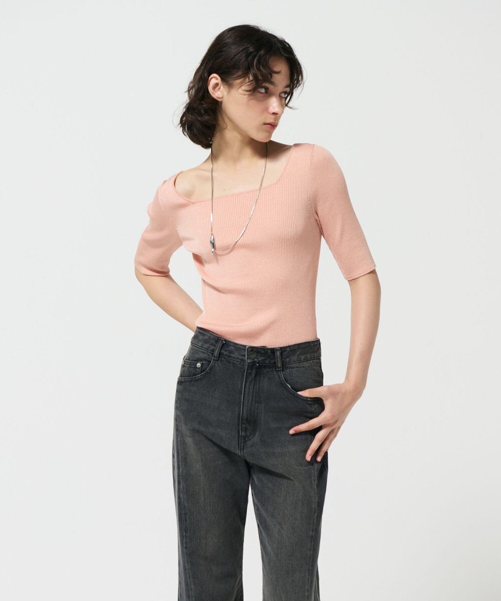 GRACE CONTINENTAL ラメリブニットトップ 