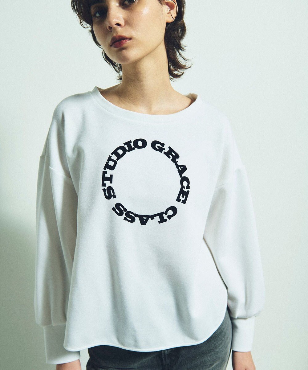 GRACE CONTINENTAL フロッキーロゴプリントトップ