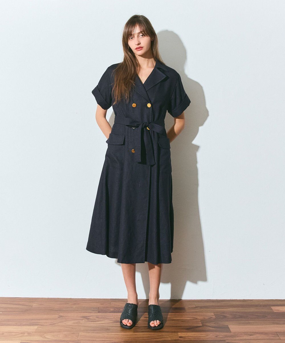 GRACE CONTINENTAL リネンタッチミリタリードレス 
