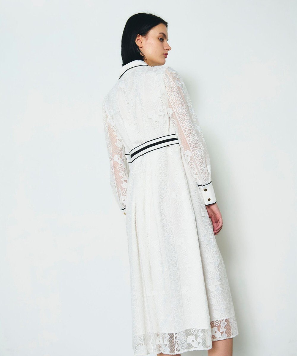 GRACE CONTINENTAL ストライプフラワー刺繍ワンピース 