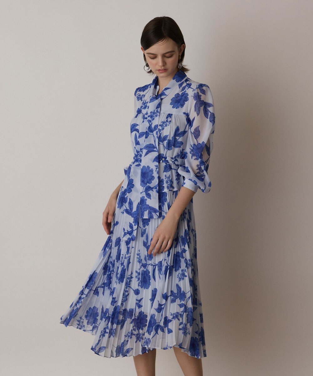GRACE CONTINENTAL フラワープリントプリーツワンピース 