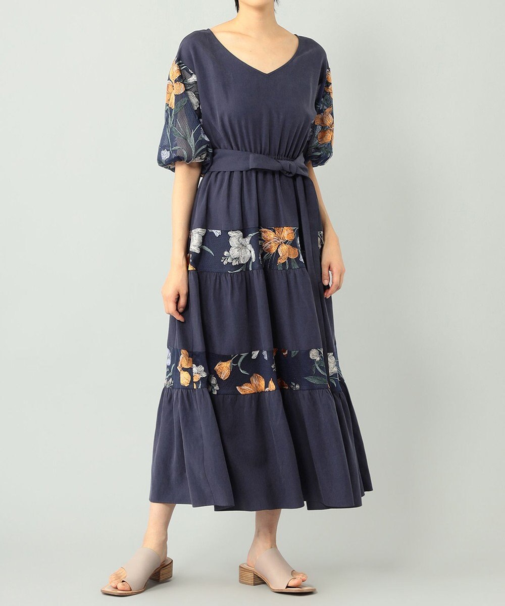フラワー刺繍ティアードワンピース Grace Continental Grace Continental グレースコンチネンタル 通販