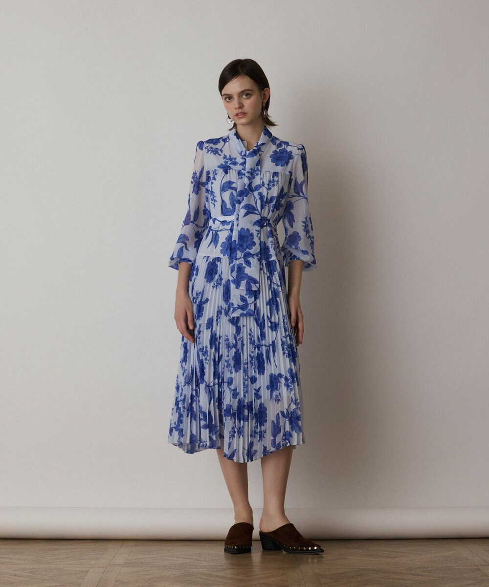 GRACE CONTINENTAL フラワープリントプリーツワンピース 