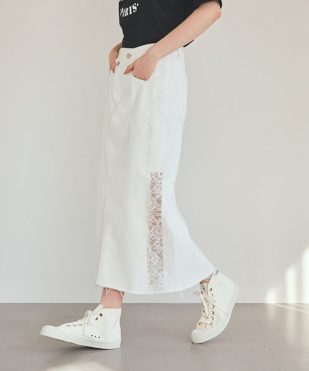 GRACE CONTINENTAL サイドレースデニムスカート 