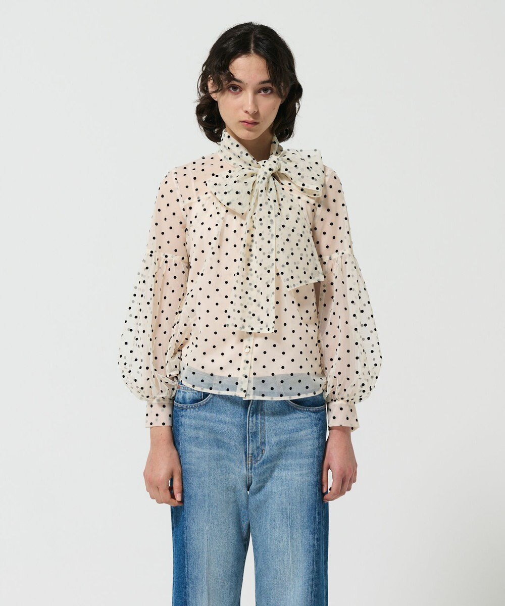 GRACE CONTINENTAL チュールドットボウタイブラウス