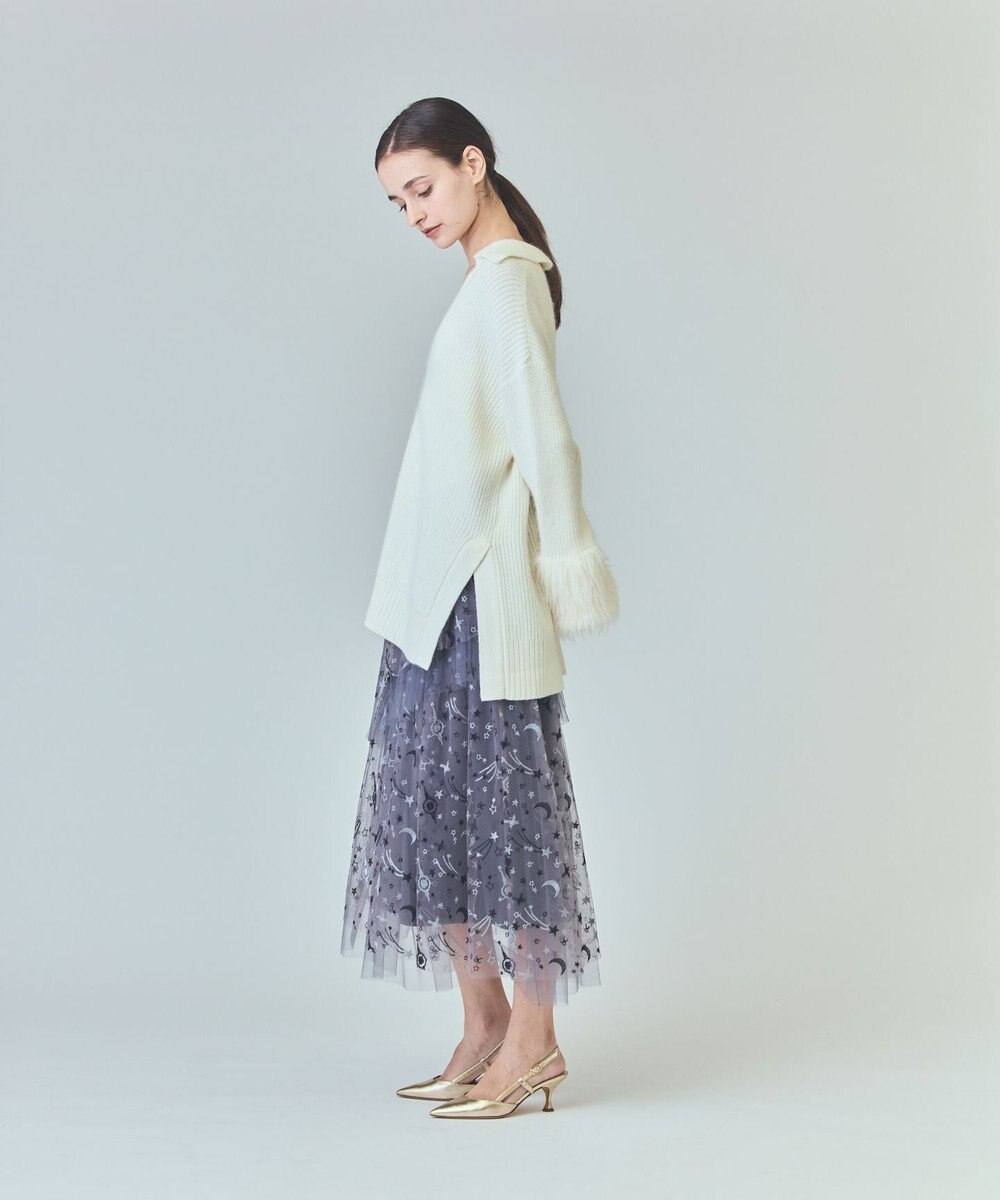 GRACE CONTINENTAL フェザースリーブニットトップ 