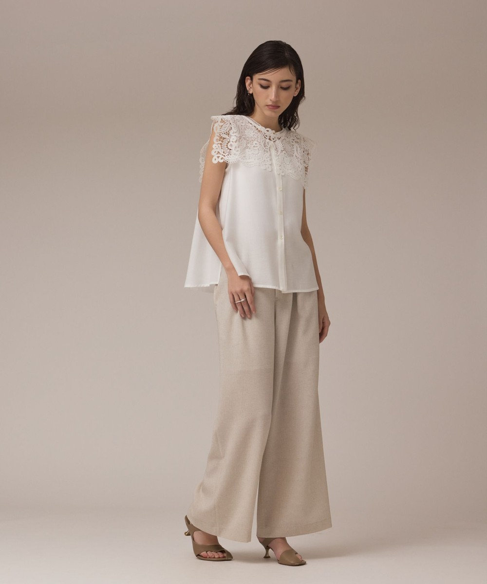 GRACE CONTINENTAL パターンレースカラーブラウス