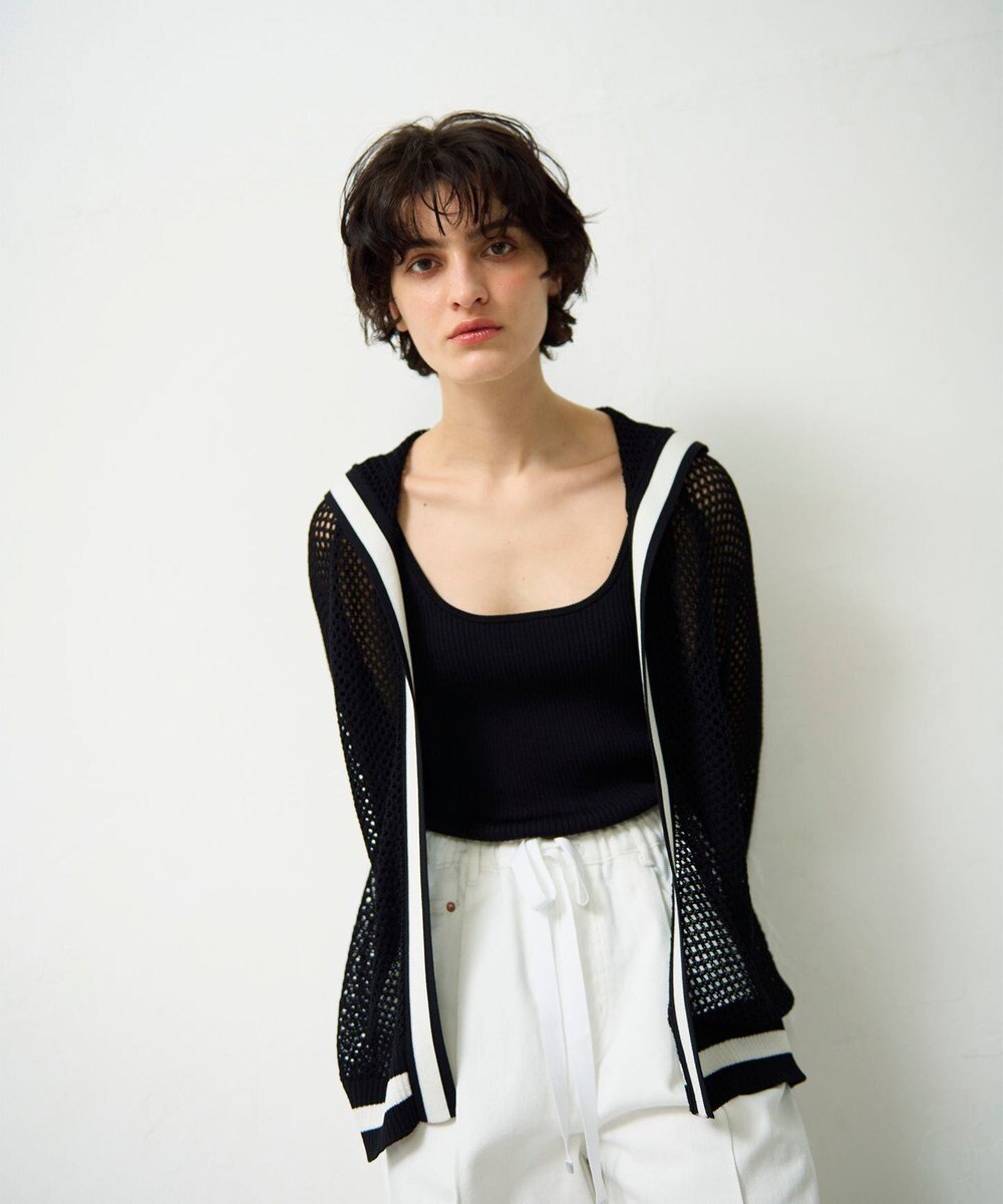 GRACE CONTINENTAL メッシュラインニットフーディ