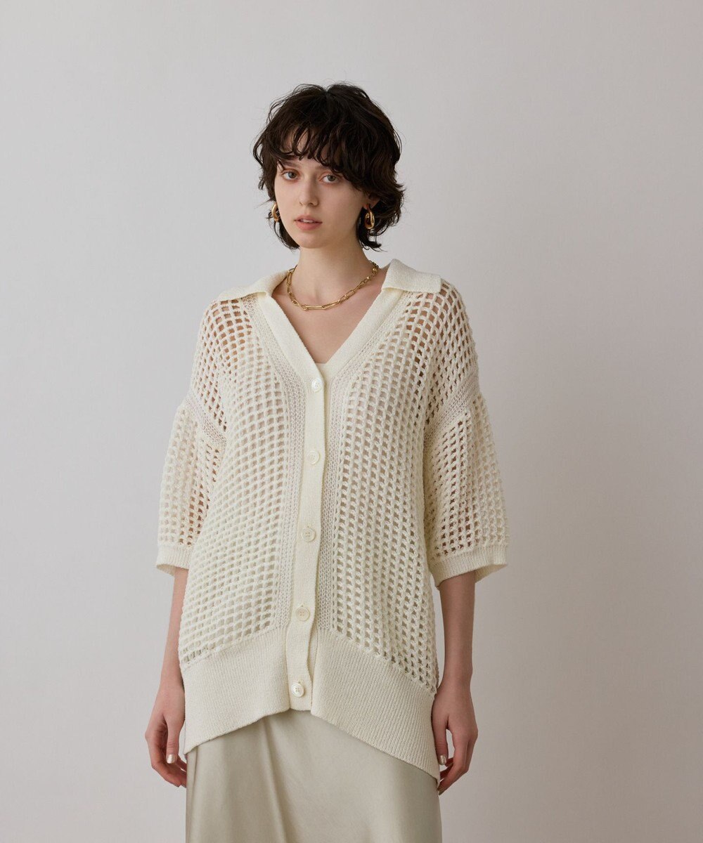 GRACE CONTINENTAL メッシュスキッパーニットカーディガン