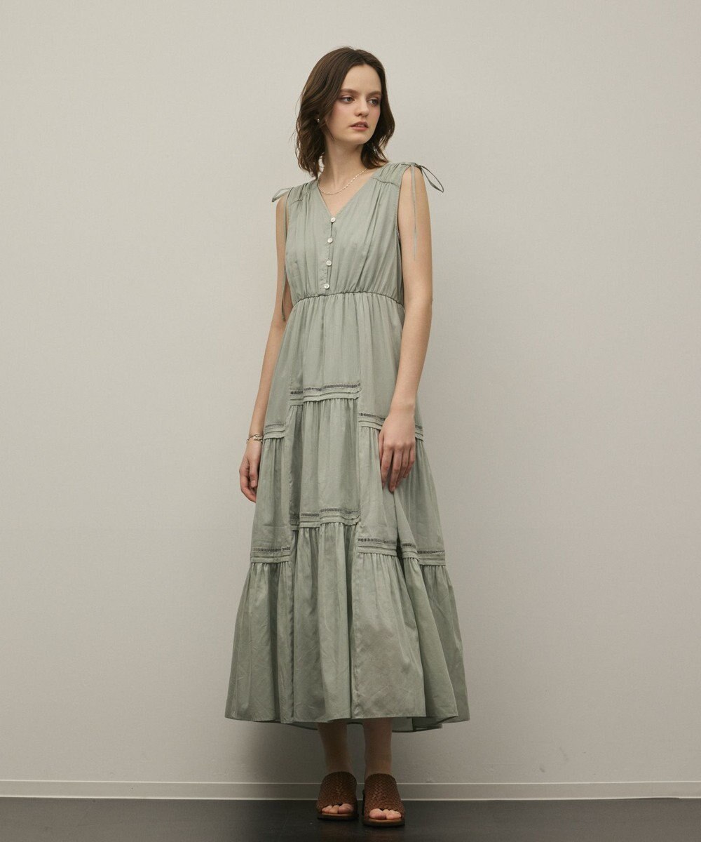 GRACE CONTINENTAL コットンシルクティアードワンピース 