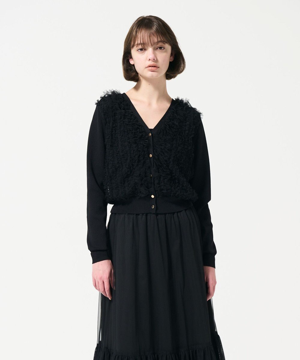 GRACE CONTINENTAL ギャザーフリルニットカーディガン