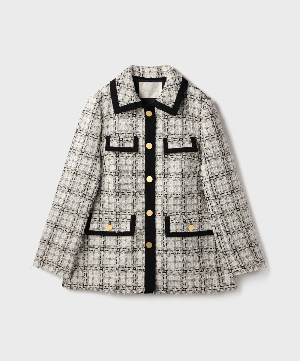 GRACE CONTINENTAL トリミングツイードショートコート 