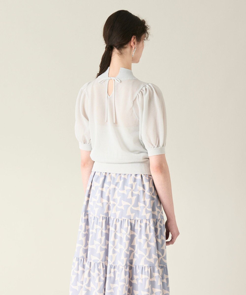 GRACE CONTINENTAL ラメシアーパフニットトップ 