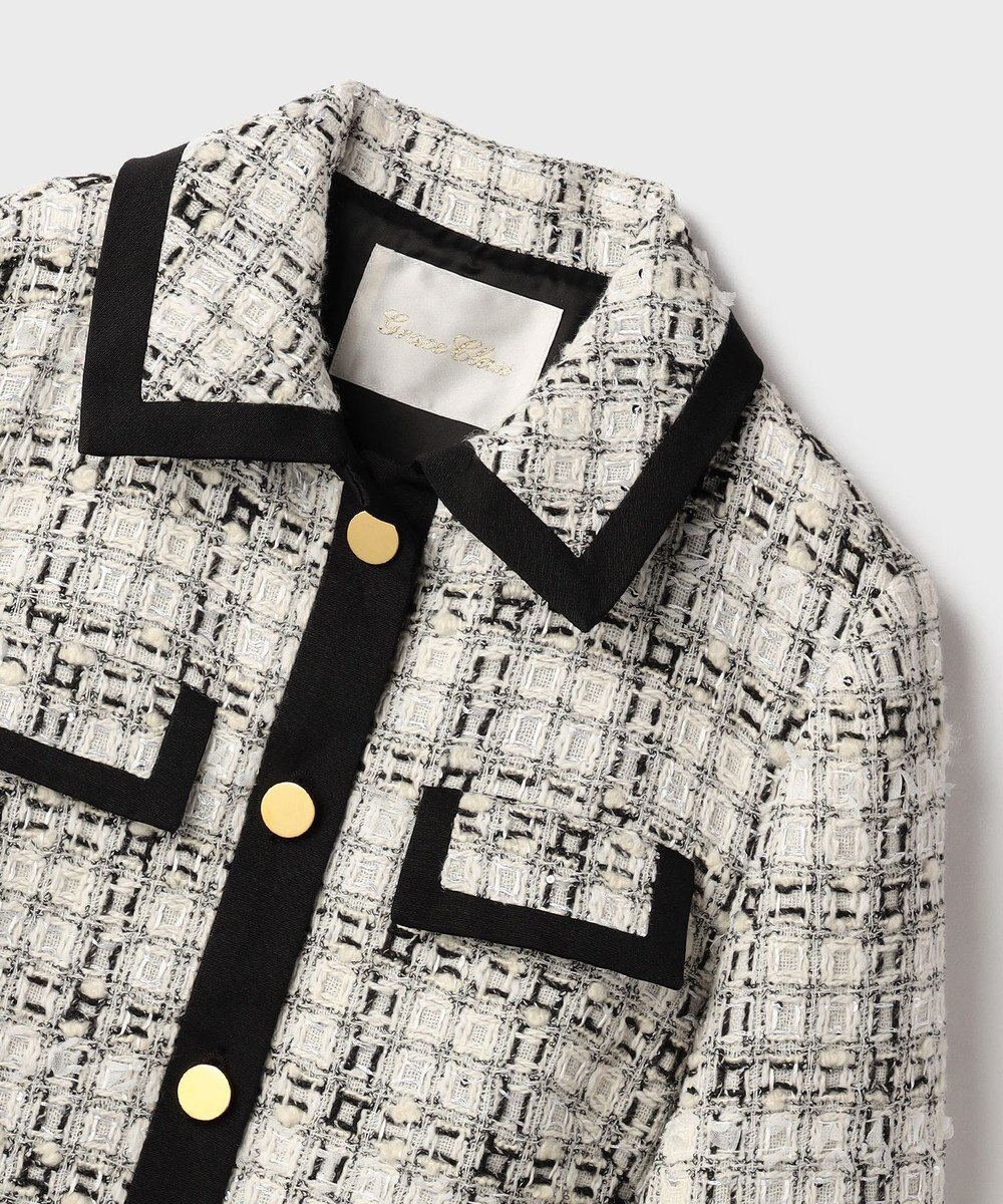 GRACE CONTINENTAL トリミングツイードショートコート 