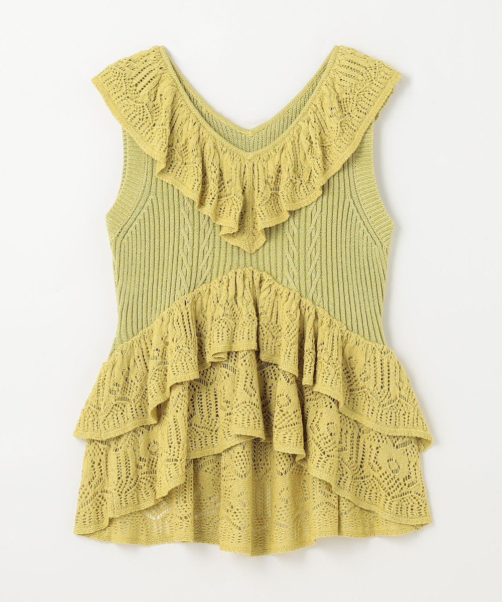 GRACE CONTINENTAL ミックスフリルニットトップ