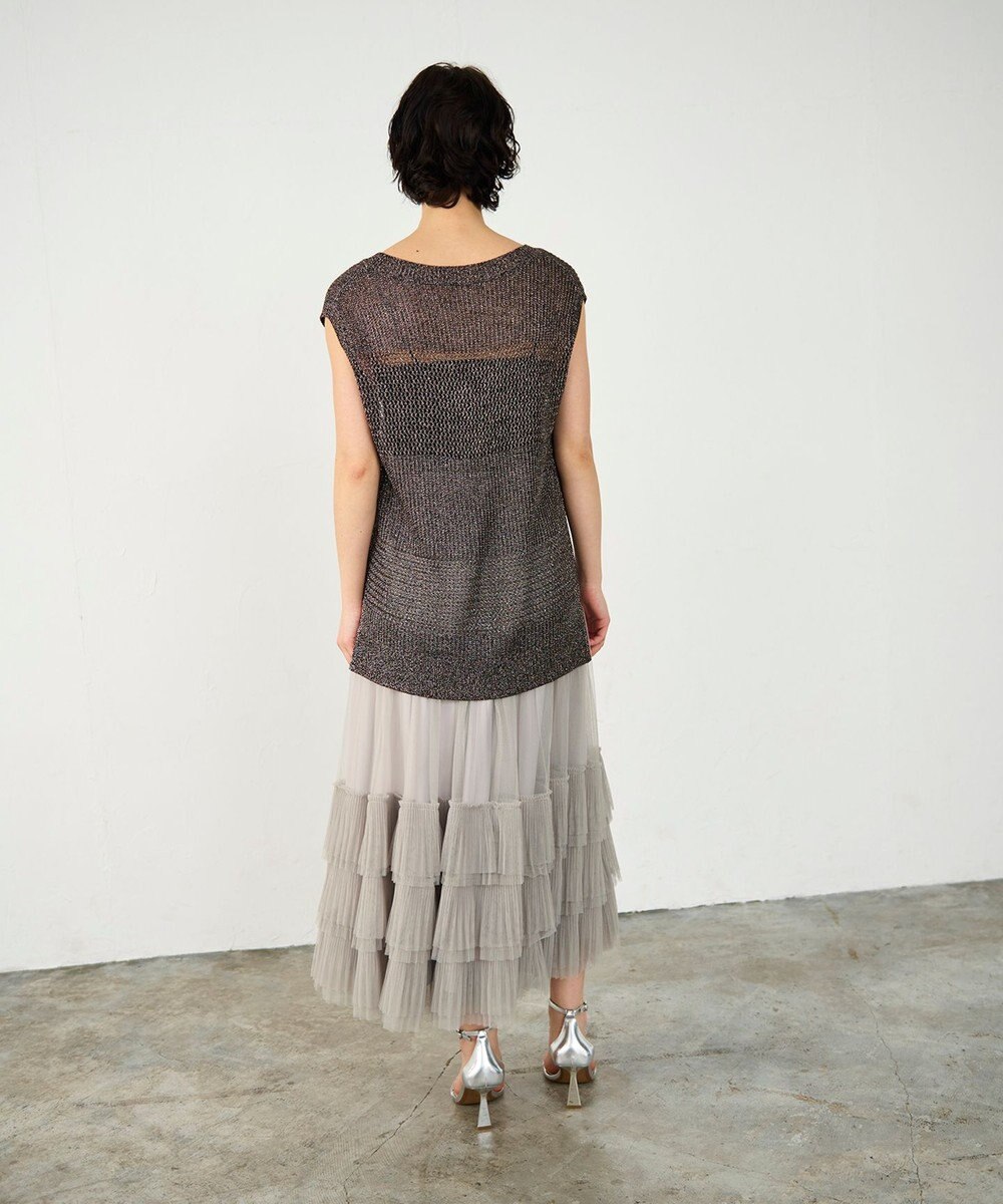 GRACE CONTINENTAL ラメメッシュニットトップ