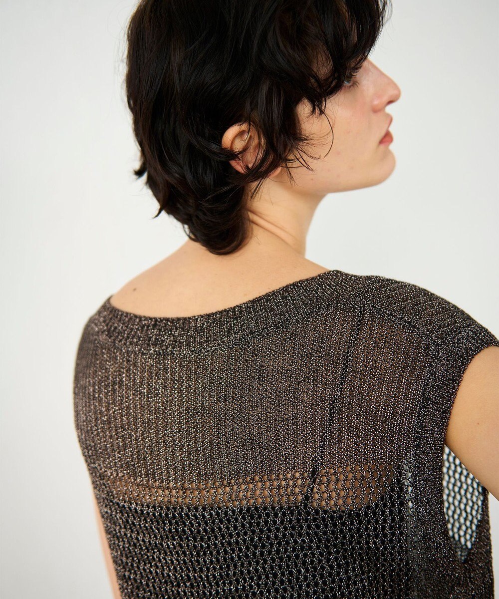 GRACE CONTINENTAL ラメメッシュニットトップ