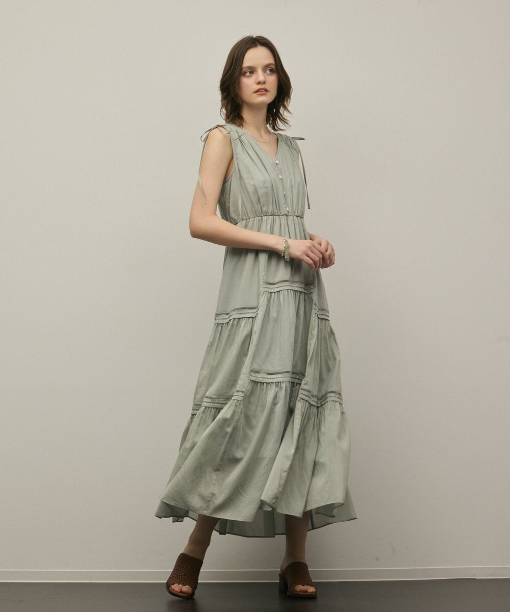 GRACE CONTINENTAL コットンシルクティアードワンピース 