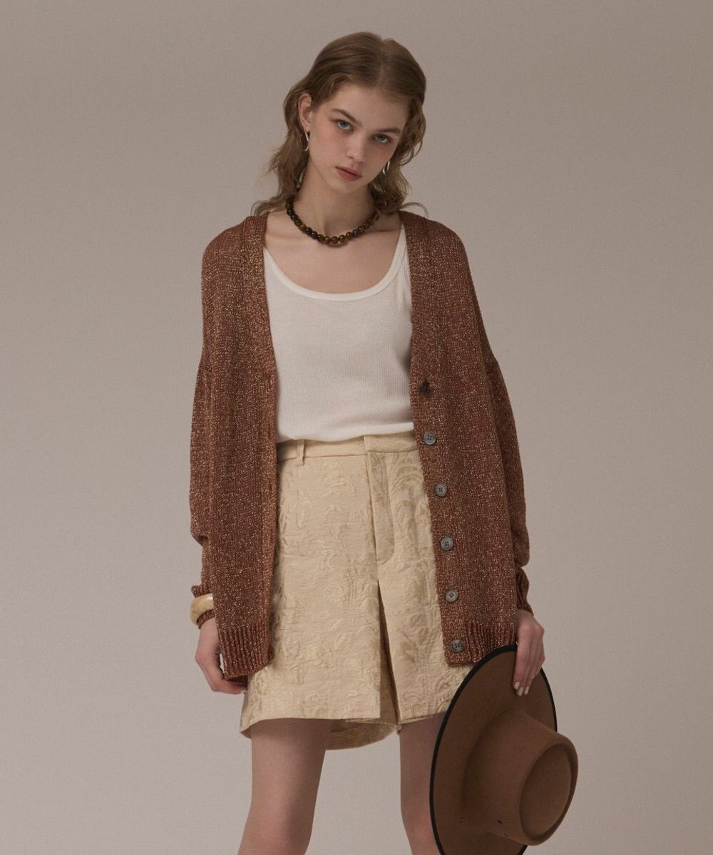 GRACE CONTINENTAL ラメルーズニットカーディガン 